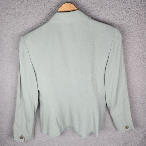 Rena Rowan Womens Silk Blazer Jacket 6P Green Double Breasted Classic Trendy - Picture 14 of 14
